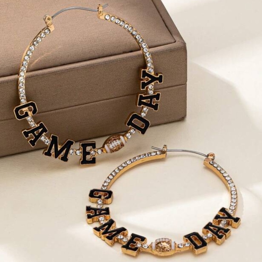 Cubic Zirconia Game Day Football Earrings